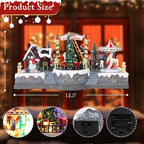 Christmas Village House Musical Christmas Collectible Buildings Rotation Train Carousel Tree in Park with LED Lights Vacation Village with USB Indoor Figurines Indoor Tabletop Decoration