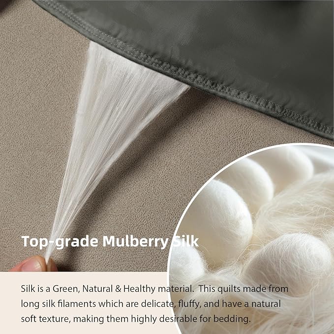 EP Mode Mulberry Silk Filled Quilt with 100% Viscose from Bamboo Fabric, Natural Lightweighted Cooling Comforter (Charcoal, Twin 68” X 88”)