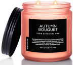 M&SENSE Fall Candle Autumn Wreath Scented, Large 11.6oz Natural Soy Wax 70 Hours Burn Time Clean Non Toxic Candle Classic 2 Wicks Gifts