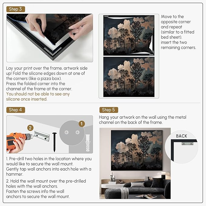 SIGNWIN 60"x72" Extra Large Framed Wall Art Silhouetted Trees at Dusk, Dramatic Forest and Cloudscape for Home Living Room Bedroom Decor (Frame Assembly Required)