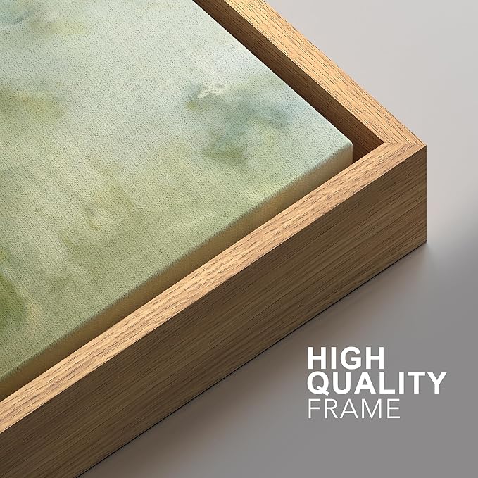 SIGNFORD Framed Canvas Print Wall Art Set Soft Green Abstract Contemporary Neutral Landscape Illustration Modern Art Decorative Nordic Nature for Living Room, Bedroom, Office - 24"x36"x2 Natural