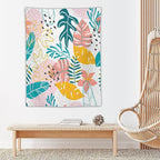 ICMOLYYENLO Tropical Green Leaves Tapestry, Exotic Leaves Beautiful Bedroom Wall Hanging, Floral Poster Blanket for Bedroom Living Room Dormitory Apartment 30x40 Inch