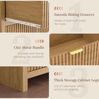 Fluted Sideboard Buffet Cabinet with Storage Drawers, 55" Large Accent Storage Cabinet for Entryway, Kitchen, Living Room - Wood