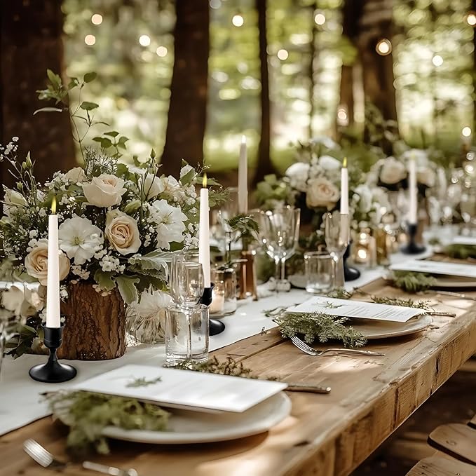 Vintage Black Taper Candle Holders, Set of 2, Metal Taper Candlestick Holder for Dinner Room Table Centerpiece, Wedding Reception, Festive,Mantel Decoration, Home Decor (Black, Set of 2)