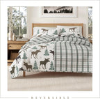 Great Bay Home Lodge Bedspread King Size Quilt with 2 Shams. Cabin 3-Piece Reversible All Season Quilt Set. Rustic Quilt Coverlet Bed Set. Wilderness Collection (Moose - Chocolate)