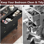 Fluted Dresser for Bedroom,8 Drawer Dresser for Closet,Storage Cabinet and Chest of Drawers with Gold Handle,TV Stand,Storage Organizer for Living Room,Hallway,Entryway,Black