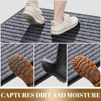 Yimobra Front Door Mat Outdoor Indoor Entrance, 100% Waterproof All-Season All Weather Doormat, Welcome Matt Outside Entry, Non Slip, Low Profile, Heavy Duty Patio Porch Floor Mat,29.5 x 17,Gray White