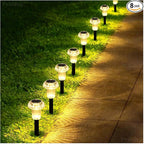 Solar Lights Outdoor Pathway Waterproof 8 Pack Warm White LED Acrylic Mushroom Decorative Garden Lights for Yard Landscape Patio Outside Decor