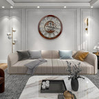 The B-Style Large Wall Clock 24 inch Moving Gear Wall Clock Oversized Vintage Farmhouse Wall Clocks for Living Room Decor Rustic Industrial Wood Clock (Black walunt Wood and Bronze)