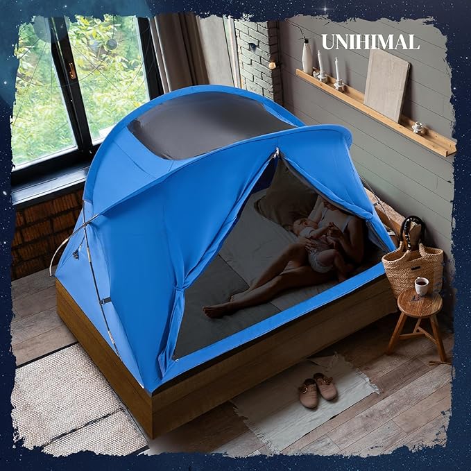 Bed Tent Canopy Full, Blackout Portable Sleep Tent Easy Setup, Breathable Mesh, Privacy Curtains for Adults, Ideal for Indoor