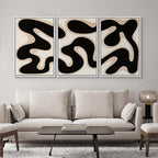 SIGNWIN Framed Canvas Print Wall Art Modern Abstract Organic Shapes Black and Beige Fluid Pattern Photography Modern Art Minimalist Black and White for Living Room, Bedroom, Office - 16"x24"x3 White