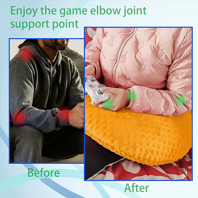 Professional Gaming Pillow for Lap; Arm Rest Pillow Gaming Lap Pillow with Crochet Support - Eliminate Pain in Gaming (Yellow)
