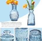 Glass Bud Vases Set of 64 - Blue Assorted Small Mini Glass Vases for Flowers, Crystal Vintage Vase Set, Bulk Centerpieces for Table Décor, Wedding, Home and Events (Blue, 64 Pcs)