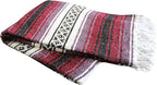 Del Mex Classic Mexican Blanket, Large Authentic Woven Falsa Throw (70"x50"), Artisan Southwest Décor for Beach, Yoga, Outdoors (Burgundy)