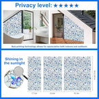 Window Privacy Film Stained Glass Decorative Static Clings Frosted Window Tint for Home Room Decor Bathroom Door Car Stickers with Glittering Effect, Removable(Blue Violet Botanical)