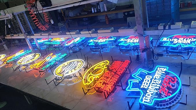 Neon Signs Beer Bar Bedroom Always Happy Hour Palm Tree Glass Neon Signs for Office Pub Cafe Party Man Cave Neon Light Art Wall Lights 24 X 20 Inches High Definition Jet Graphic Printing Board
