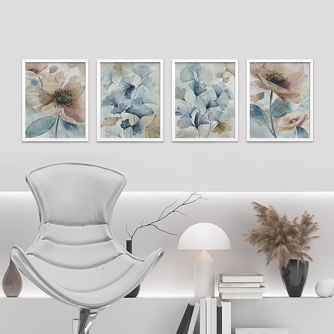 SIGNWIN Framed Poster Botanical Floral Nature Wilderness Photography Realism Decorative Rustic Cozy Zen for Living Room, Bedroom, Office - 8"x10"x 4 White