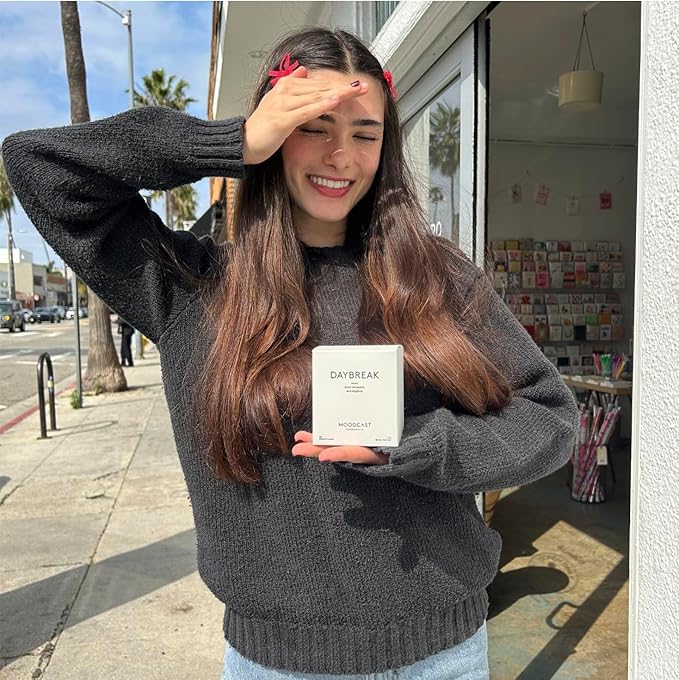 Moodcast Daybreak Scented Candle – Aesthetic Candle for Home, Mint, Basil Blossom & Eucalyptus, Clean Coco Wax Blend, Vegan, Paraben-Free, 45-Hour Long Lasting Burn – 8oz