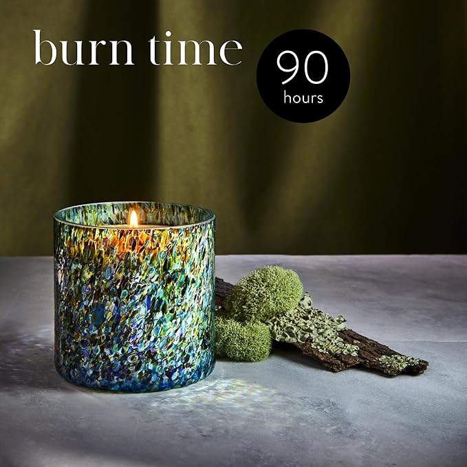 LAFCO New York Signature Candle, Forest Oakmoss - 15.5 oz - 90-Hour Burn Time - Reusable, Hand Blown Glass Vessel - Made in The USA