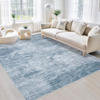 Area Rugs 6x9 Living Room: Washable Rug Modern Abstract Large Rugs Soft Non Slip Neutral Rug Stain Resistant Indoor Carpet for Bedroom Kitchen Dining Room Table Nursery Home Office Rugs(Blue,6'x9')