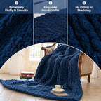 Chunky Knit Blanket - Luxury Soft Cozy 50 * 60 Throw Blanket,100% Woven Blanket Rope Knot Throw Blanket for Couch, Sofa, Home Decor, Gift - Machine Washable（Deep Blue）