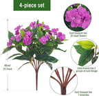 Artificial Impatiens Bouquet Flowers for Outdoors Silk Faux Flowers for Outdoor Impatiens Plants Decor Indoor Planters Kitchen Planters and Balcony Decorations 4PCS (Purple)