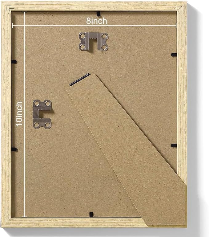 Vittanly 8x10 Picture Frames Set of 9, Shatter Resistant Plexiglass, Display 5x7 Pictures with Mat or 8x10 without Mat, Photo Frames for Wall or Tabletop, Engineered Wood, OAK