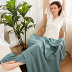 EMME Cotton Muslin Blanket King Size - Soft, Breathable Layering Bedspread Blanket, 108"x90", All Season Gauze, Teal