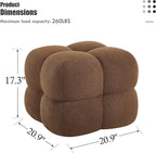 ONEVOG 21" Dark Brown Modern Ottoman, Square Fuzzy Couch Sherpa Pouf Ottoman, Tufted Fluffy Boucle Fabric Foot Stools, Upholsered Footrest & Coffee Table for Living Room Bedroom, Cute Pouf Home Decor
