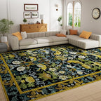 Topllen Washable Area Rug - Area Rug 6'x9' Boho Soft Living Room Rug, Non-Slip Large Area Rugs Indoor for Dining Room Livingroom Bedroom, Vintage Rug (Dark Green, 6x9ft)