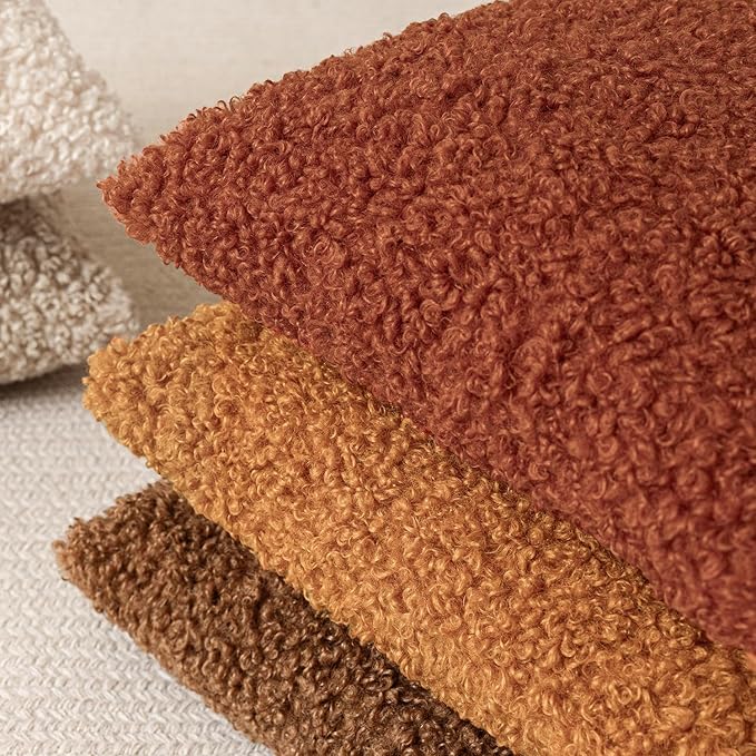 Foindtower 2 Pieces 16x16 Inch Orange, Faux Fur Throw Pillow Cover Accent Sherpa Furry Pillow Covers Fuzzy Soft Pillowcases Cozy Sheepskin Decorative Fleece Cushion Case for Bed Couch Living Room