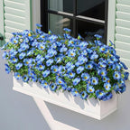 Artificial Flowers Fake Flowers Plants 13.3in Artificial Morning Glory Silk Flowers Uv Resistant Artificial Outdoor Plants 8PCS for Yard Decorations Outdoor(Blue)
