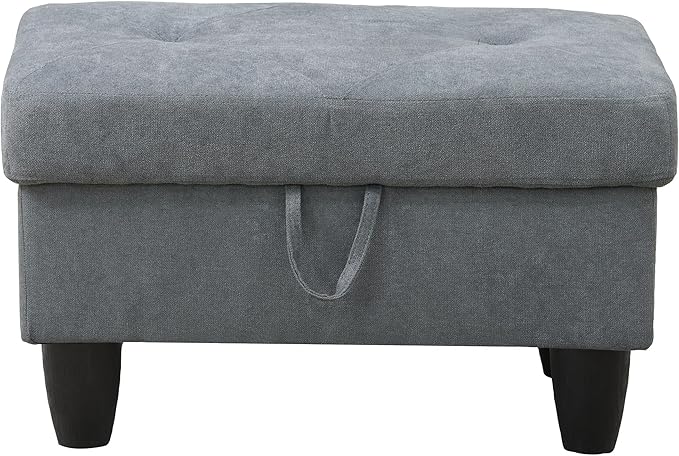 Ottoman Rectangular Storage Ottoman Bench, Flannel Footrest Stool Footstool with Lid for Living Room, Bedroom, Entryway, Dark Gray, 28.5"x19"x17.5"