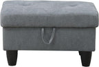 Ottoman Rectangular Storage Ottoman Bench, Flannel Footrest Stool Footstool with Lid for Living Room, Bedroom, Entryway, Dark Gray, 28.5"x19"x17.5"