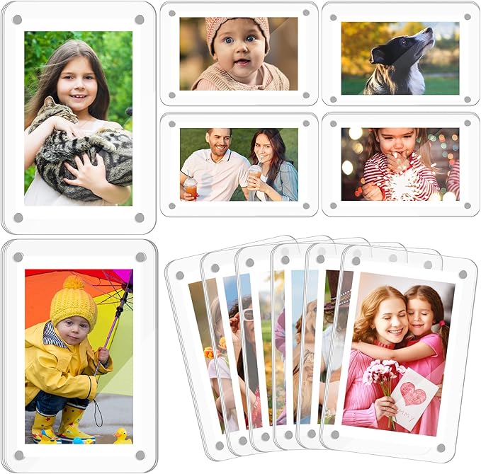 Remerry 48 Pcs Acrylic Fridge Magnetic Frames for Photos Compatible with Polaroid Instax Mini Pictures Double Sided Clear Refrigerator Magnetic Frame for Family Friend Holiday Gift, 2.36 x 3.54 Inch