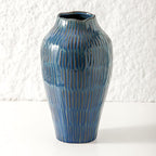 Blue Ceramic Vase for Home Decor,11.6 Inch Flower Vase，Decorative Vases for Pampas Grass，Modern Art Texture Vases for Home Entryway Living Room Dining Table Farmhouse Office Decor-Blue