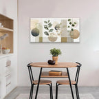 TAIJXAGSG Green Boho Wall Art Minimalist Canvas Wall Art Decor Geometric Line Leaf Beige Green Wall Art Canvas Artwork Print Paintings Abstract Art Botanical Boho Room Office Home Wall Decor 20"X 40"