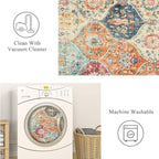 Lahome Moroccan Trellis Hallway Rug, 2x5 Washable Runner Rug Non Slip Kitchen Runners for Hallways, Ultra-Thin Vintage Carpet for Bedroom Bathroom Entryway, Cream/Multi