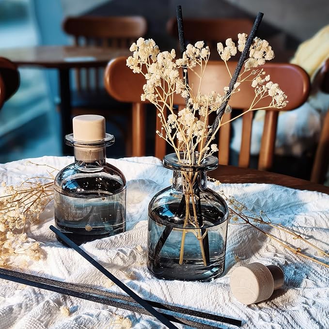 Brakula 2 Pack Reed Diffuser, Fresh Linen + White Jasmine (3.38 fl oz Each Pack), Home Fragrance with 12 Sticks, Shelf Decor, Reed diffusers for Home