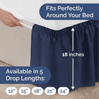 Wrap Around Dust Ruffle Bed Skirt - Navy Blue - Twin/Twin XL Size Beds with 18 Inch Drop - Elastic Strap - Adjustable Pleated Bedskirt with Brushed Fabric and Wrinkle Free - Women, Men, Kids & Teens