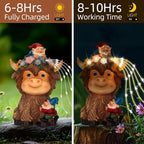 Solar Highland Cow Outdoor Statues for Garden: Outside Decor with Funny Gnomes Clearance for Yard Art Lawn Ornaments Porch Patio Balcony Home House - Birthday Gifts for Grandma Mom Women(Cow Gnome)