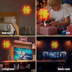 Anime Neon Sign, LED Light, Red, Lemon Yellow, 11.8 x 11.8 inches, Wall Art, Bedroom, Game Room, Gift