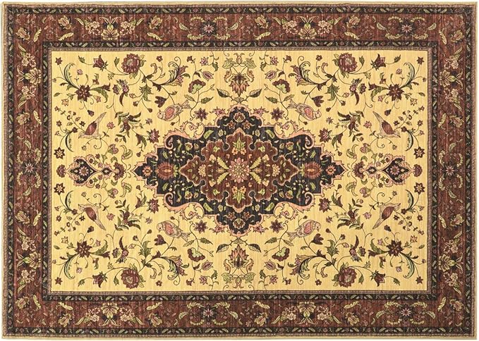 Topllen Washable Area Rug - 5'x7' Boho Living Room Rug, Non-Slip Soft Rugs Indoor for Bedroom Dining Room Office, Vintage Throw Large Carpet Stain Resistance (Red, 5x7ft)