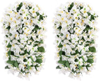 Faux Bougainvillea Artificial Flowers Plants for Outdoors Outside Decoration, 2 PCS White Fake Flowers UV Resistant Look Real Silk Long Trailing Vines for Front Door Porch Planter Patio Garden Yard