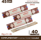 Satya Namaste Incense Sticks, Satya Bng (Bangalore) Insenses 15gmx3 Pack with Raajsee Incense Holder Bundle, Satya Nagchampa Natural Incense