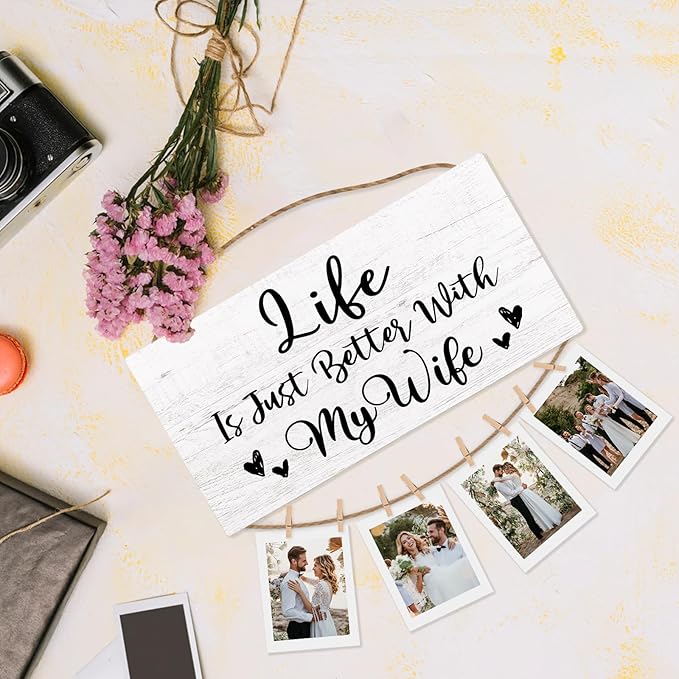 Wife Gifts Picture Frame Photo Holder for Wall, Gift for Wife from Husband, Love Gifts for Couples, Engaged Couples Girlfriend Boyfriend Wedding Gift for Her Him Hanging Photo Display
