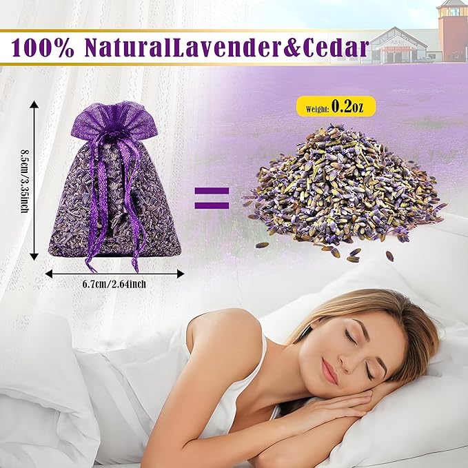 Cedar Space 32 Lavender Sachet Bags for Drawers and Closets Filled with Premium Dried Lavender Smell Good Products Long Lasting Bridal Shower Favors Home Fragrance Sachet Packets for Clothes Storage