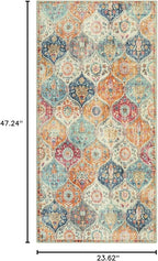 Lahome Kitchen Rugs Non Slip Washable Rugs for Entryway, 2x4 Rug Non-Slip Moroccan Trellis Ultra-Thin Indoor Door Mat Small Carpet for Bathroom Bedroom Entry, Cream/Multi