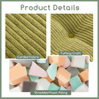 HIGOGOGO Square Stuffed Pouf Ottoman, Corduroy Poufs with Foam Chunk Filling, Furry and Fluffy Pouf Foot Stool Storage Ottoman, 25.6 X 25.6 Floor Poufs Foot Rest for Living Room, Green