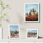 Vittanly 9x12 Picture Frames Set of 9, Shatter Resistant Plexiglass, Display 6x8 Pictures with Mat or 9x12 without Mat, Photo Frames for Wall or Tabletop, Engineered Wood, White